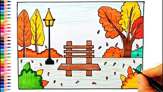 Sonbahar Resmi Çizimi 🍁🍂 Autumn Season Drawing - Sonbahar Çizimleri - Easy Autumn Season Drawing