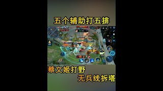 《搞笑王者荣耀》峡谷五辅助：無兵線推塔老狠了，既然五排不能重開，那麼好，用我的蔡文姬天秀打野五殺，整就完了！就A就A！牛逼A！ | 王者荣耀小龙（推土机）