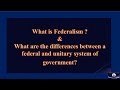 What is Federalism? | Differences between  federal and unitary government| Class X   ( in English)