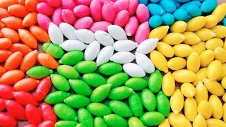 Satisfying ASMR l Magic  Rainbow Kinetic Sand M&M's & Skittles Candy Mixing Cutting  #16