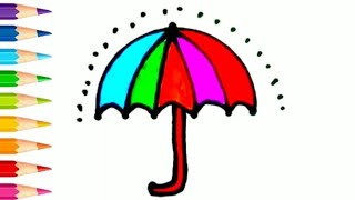 How to draw a picture of an umbrella art ⛱🏖