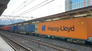 【Japan Railway】海上コンテナ輸送 コキ73-4 Hapag-Lloyd・WAN HAI・CAI・錦江航運積載 4072レ EF65 2089牽引