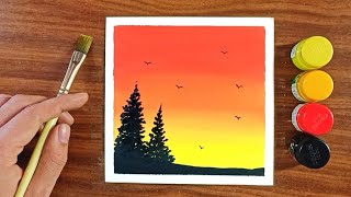 Sunset Painting | Poster colour painting ideas | Watercolour painting ideas