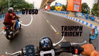 TRIUMPH TRIDENT SIDE STAND RECALL || SPEED TRIUMPH NEW SHOWROOM IN KOLKATA REVIEW.