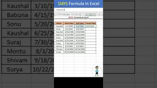 DAYS Formula In Excel #excel #exceltips #exceltutorial #msexcel #msexcelfullcourse #microsoftexcel