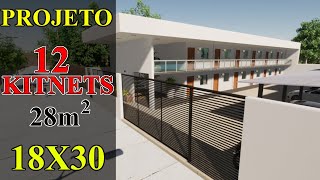 12 KITNETS SIMPLES 28M² COM GARAGEM - Terreno 18x30