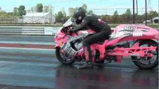 NHDRO: 200 mph Bud Yoder pink turbo Hayabusa drag racing 2011