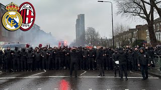 Curva Sud Milano in Madird - Il corteo dei tifosi Milan a Madrid | Real Madrid vs. AC Milan 1-3