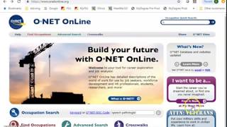 Basic Career/Major Research using O*Net