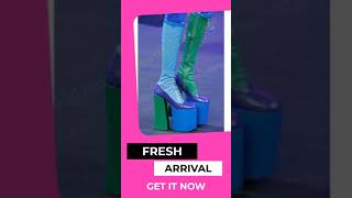 Mutilcolor Cross Tied Platform Mid Calf Boots Chunky High Heel Matte Leather Fashion Sexy Women S...