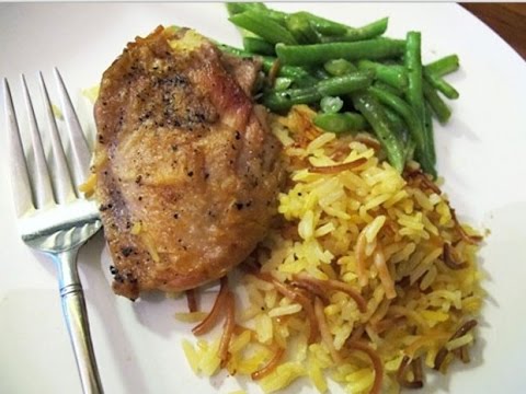 Skillet Chicken with Homemade Rice-A-Roni and Green Beans Recipe