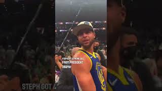 President Obama calls Steph Curry during his NBA Finals Celebration!