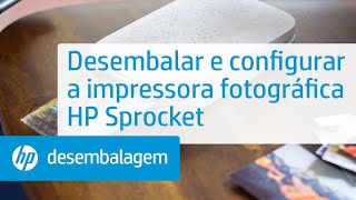 Desembalar e configurar a impressora fotográfica HP Sprocket