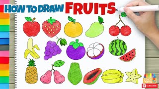 FRUITS (BUAH-BUAHAN) - COMPLETE edition - How to Draw and Color for Kids - CoconanaTV