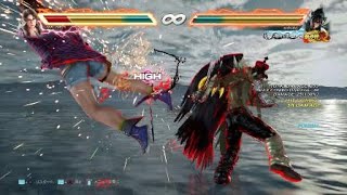 TEKKEN™7_起き攻めの虎爪落拳は後ろ入れ起きだと持続ガードで-13が入らない。