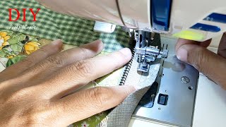 How to sew zipper long wallet with sewing machine | เย็บติดซิปกระเป๋าสตางค์ใบยาวด้วยจักร