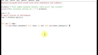python program Find words with both alphabets and numbers