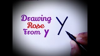 How to draw a rose flower easy from letter Y drawing rose flower easy step by step for beginners