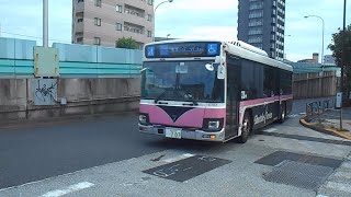 京成バスE707号車SS07(環07急行)系統東京ディズニーリゾート行き一之江駅到着シーン