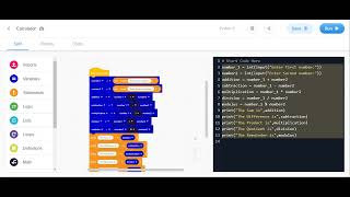 Calculator in edublocks python