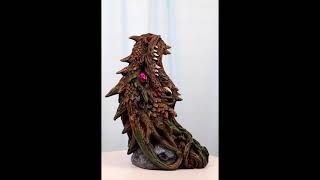 Ebros Fantasy World Tree Dragon Head Figurine with LED Eyes Wall Plaque 9.75\