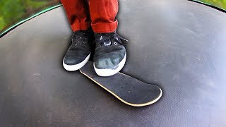 TRAMPOLINE SKATING A HANDBOARD?!