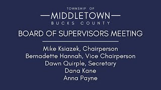 Middletown Township Bucks County Board Of Supervisors Meeting 1/6/25