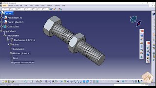 Catia v5 Tutorial for beginners 3D Nut And Bolt Assembly and Animations...