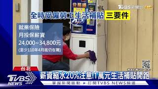 薪資縮水20%注意!1萬元生活補貼開跑｜TVBS新聞