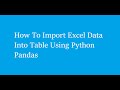 How To Import Excel Data Into  Table Using Python Pandas