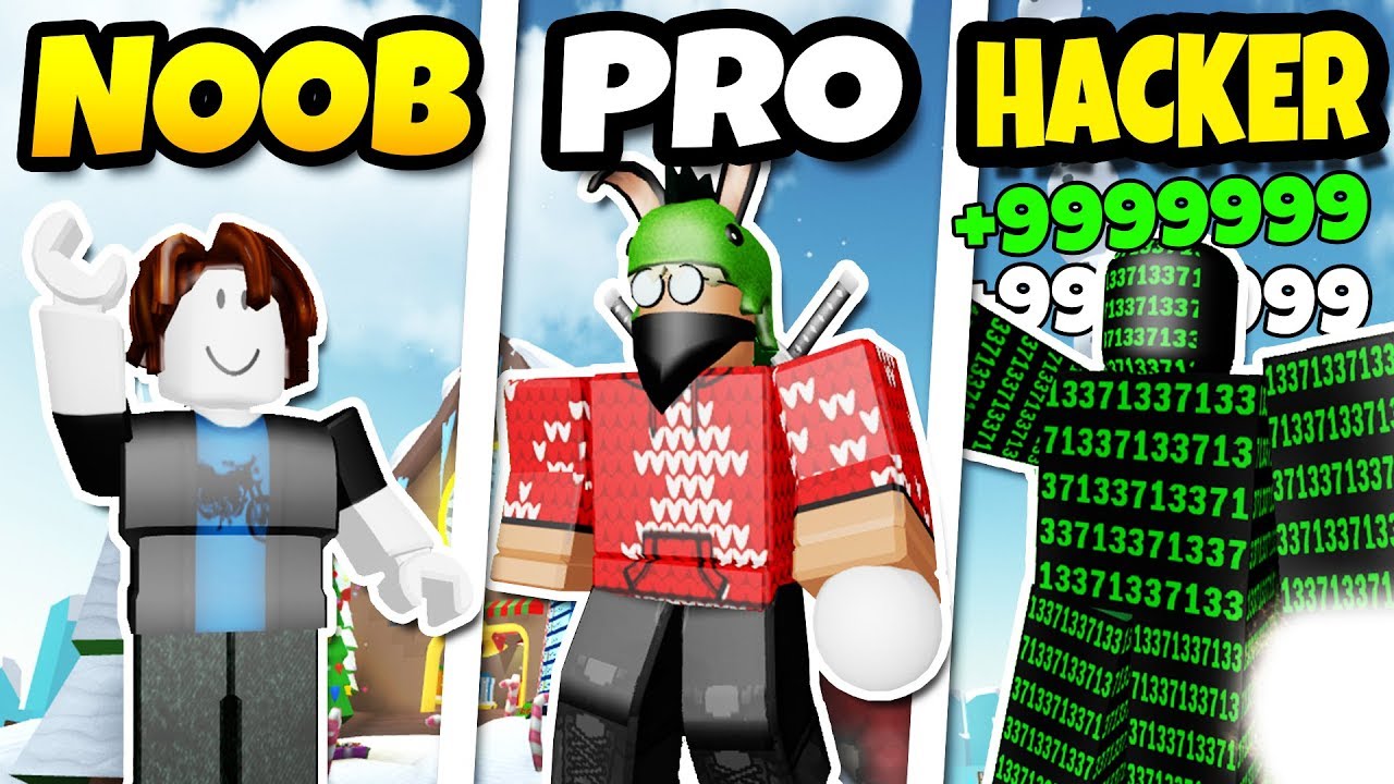 Noob Vs Pro Vs Hacker Snowman Simulator Roblox Youtube