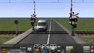 An AHOB railroad crossing @ My route built to test railroad crossings in Train Simulator 2013