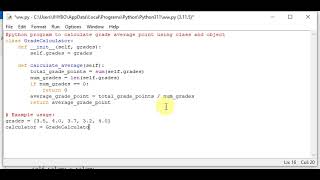 python program to calculate grade average point using class and object