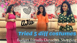 Tried 5 different costumes||Budget friendly Dussehra shopping || Ajio Haul || Amruthapranay.