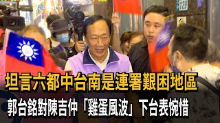 坦言六都中台南是連署艱困地區　郭台銘對陳吉仲「雞蛋風波」下台表惋惜－民視新聞