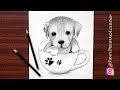 How to draw cute puppy in a cup | Cute Puppy in a Cup |