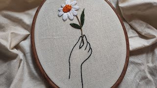 Daisy flower embroidery tutorial || Embroidery for beginners || How to embroider - Let's Explore