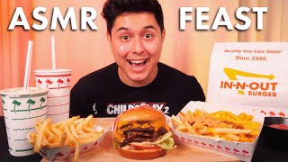 ASMR | IN-N-OUT 4X4 Animal Style Burger, Fries, & Shake Mukbang