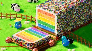 Rainbow Cake ASMR | Oddly Satisfying 3D Animated Loop #animation #asmr #shorts