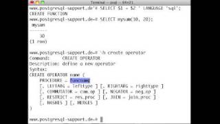PostgreSQL: Create custom operators