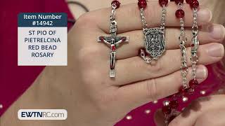 14942_ST PIO OF PIETRELCINA RED BEAD ROSARY