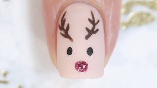 Cute reindeer Christmas Nails |short nail designs | Sensationails4u