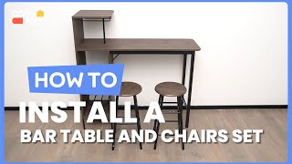 How to Install the 3 Piece Bar Table and Chairs Set with Wine Rack | JV10669 #costway #howto