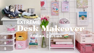 Extreme Desk Makeover India 2023🧸📍🇮🇳 | Aesthetic Pinterest Inspired | Stationery haul ✨🍊