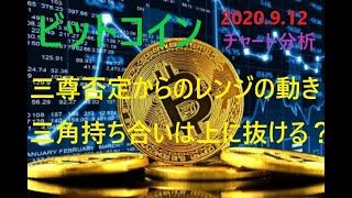 【ビットコイン】仮想通貨　上の窓を先に埋める？！窓埋めの反発にも注意！三尊否定からの上昇？！！（初心者にもわかりやすくチャート分析）2020/9/12