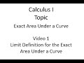 Limit Definition for the Exact Area Under a Curve