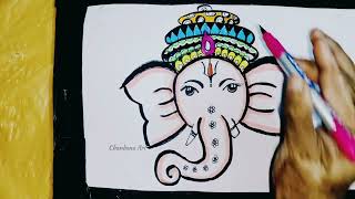 Very beautiful Ganesha face drawing step by step