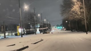 ABC24 reporter surveys snow covered roads in Memphis