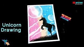 Unicorn Drawing for Beginners with Oil Pastels - Step by Step
