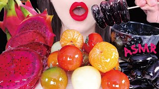 [ASMR MOST POPULAR DESSERT] TAPIOCA PEARLS, Dragon fruits, Black sapphire, Cherry tomato TANGHULU